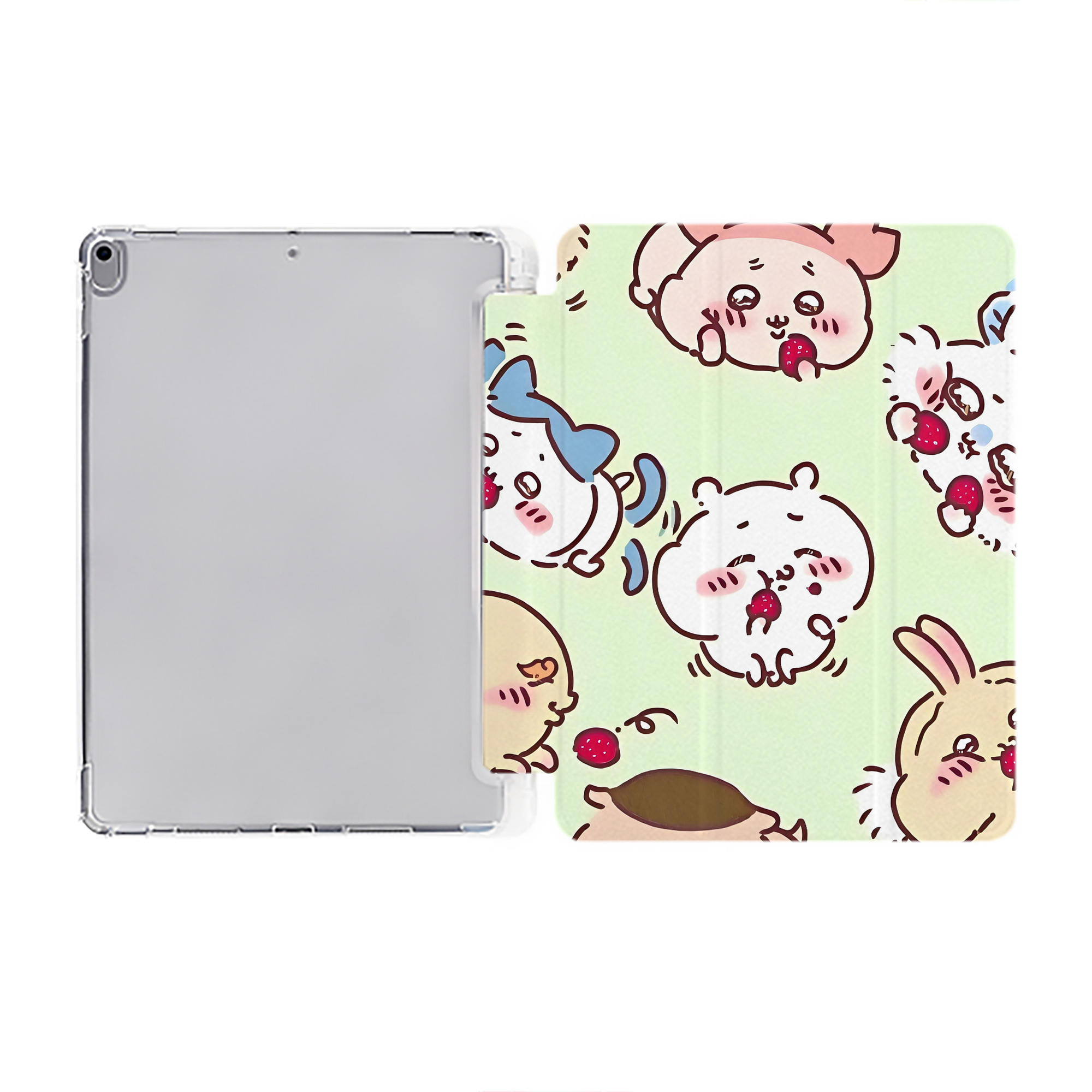 （画像用） ちいかわ Chii-kawa IPad ケース ペン収納付き 三つ折りスタンド PUレザー×シリコン 対応機種9.5/10.5/10.9インチ